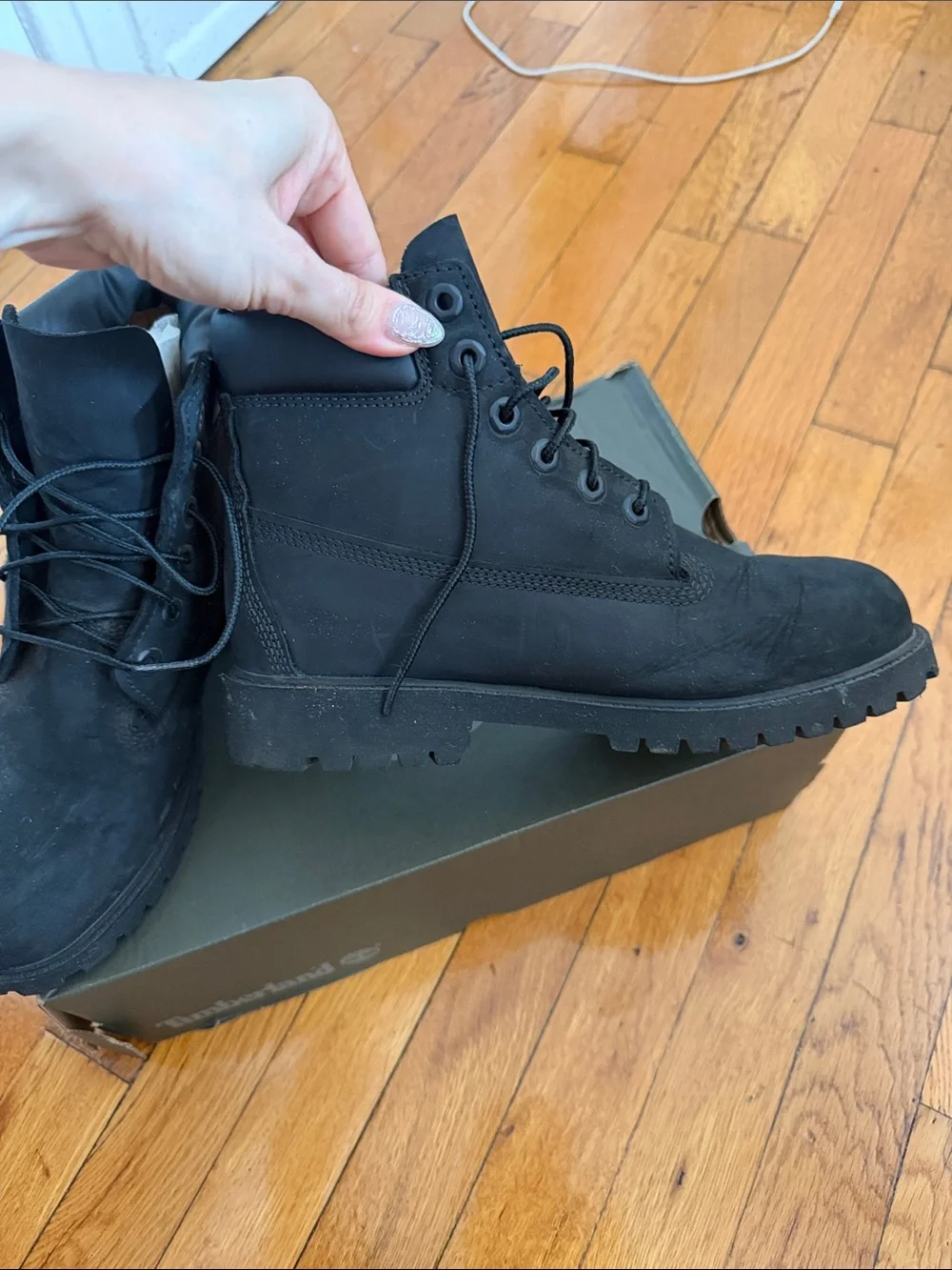 Timberland Men's Black Lace-Up Nubuck Work Boots